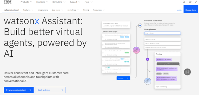 IBM watsonx assistant example