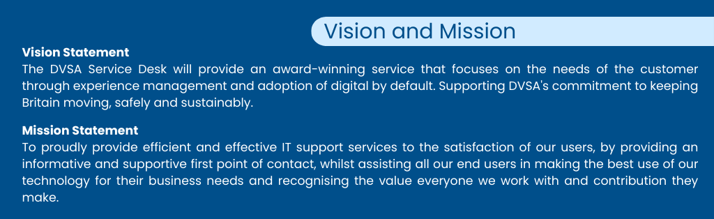 DVSA vision and mission