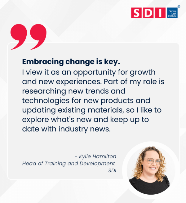 A headshot of Kyle Hamilton and her view on the key role of embracing change